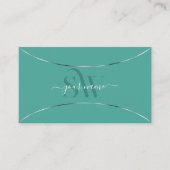 Gewoon Blauwgroen met Silver Decor en Monogram Mod Visitekaartje (Voorkant)