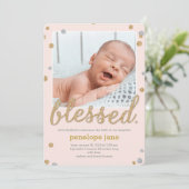 Gewoon 'Blessed Birth Announcement' - Roze Aankondiging (Staand voorkant)