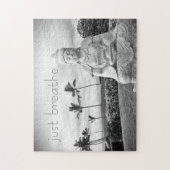 Gewoon Breathe Hawaii Buddha Black en White Photo Legpuzzel (Verticaal)