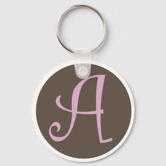 Gewoon bruin en roze Sleutelhanger "A" (Voorkant)