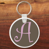 Gewoon bruin en roze Sleutelhanger "A" (Voorkant)