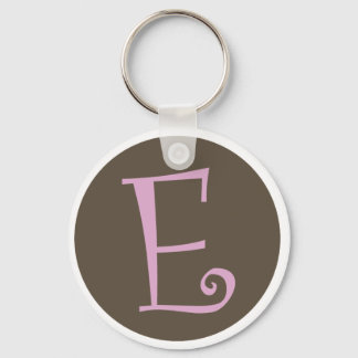 Gewoon bruin en roze Sleutelhanger "E"