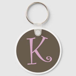 Gewoon bruin en roze Sleutelhanger "K"