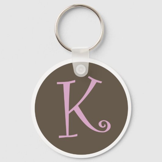 Gewoon bruin en roze Sleutelhanger "K" (Voorkant)