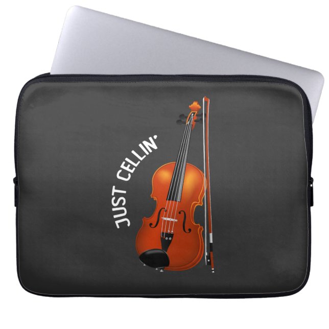 Gewoon Cellin' Grappige Chilling Cello Viool Laptop Sleeve (Voorkant)