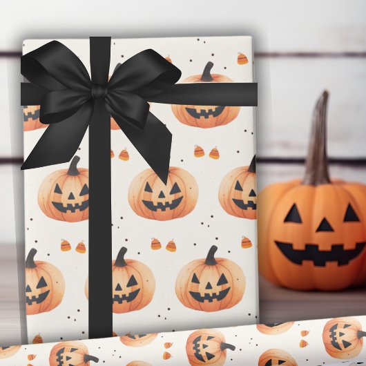 Gewoon charmant Jack-O-Lantern patroon Halloween Cadeaupapier