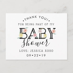 Gewoon Chic Floral Garden Baby shower Dank je wel Aankondigingskaart