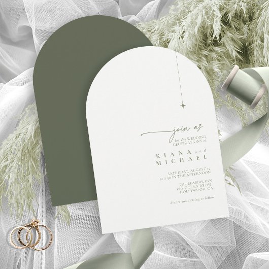 Gewoon Chic Wedding Pearl/Moss Green Arch ID1046 Kaart
