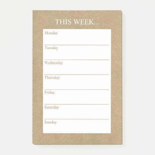 Gewoon Chic Weekly Planner | Rustic Kraft Post-it® Notes (Voorkant)
