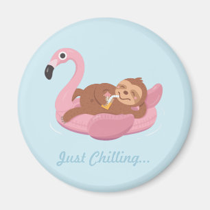 Gewoon Chillen Luiaard Roze Flamingo Float Magneet