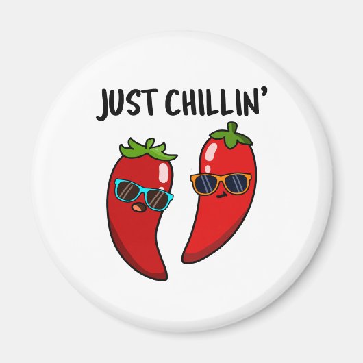 Gewoon Chillin Funny Red Hot Chili Peppers Pun Magneet (Voorkant)