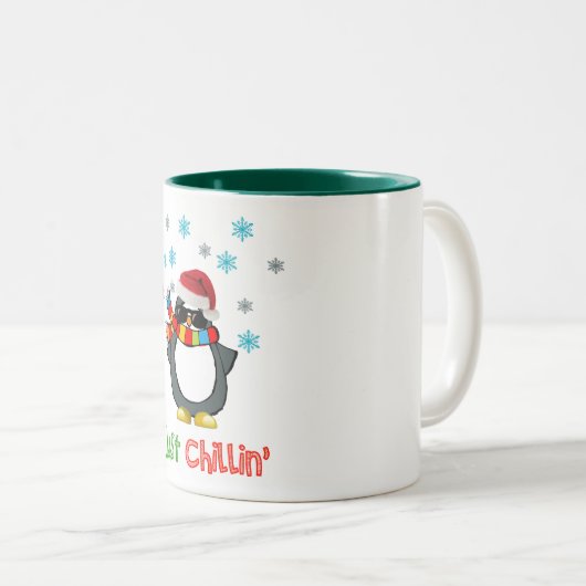 Gewoon chillin koele pinguïn kerst mok ontwerp (Voorkant rechts)