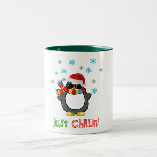 Gewoon chillin koele pinguïn kerst mok ontwerp (Center)