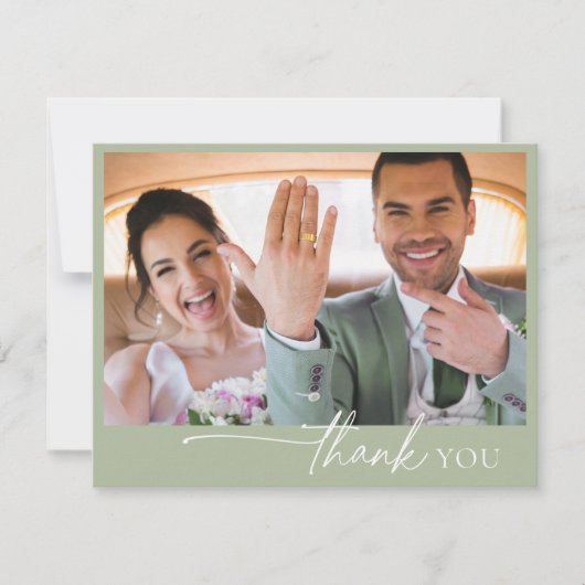 Gewoon chique bruiloft dank u Sage Green ID1046 Bedankkaart (Voorkant)