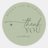 Gewoon chique bruiloft dank u Sage Green ID1046 Ronde Sticker (Voorkant)