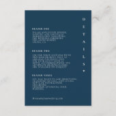 Gewoon chique bruiloft Details Pruisisch Blauw ID1 Informatiekaartje (Voorkant)