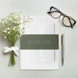 Gewoon chique bruiloft Moss Green ID1046 Uitnodigingen Wikkel