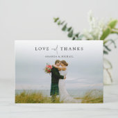 Gewoon chique foto bruiloft gepersonaliseerd bedankkaart (Staand voorkant)