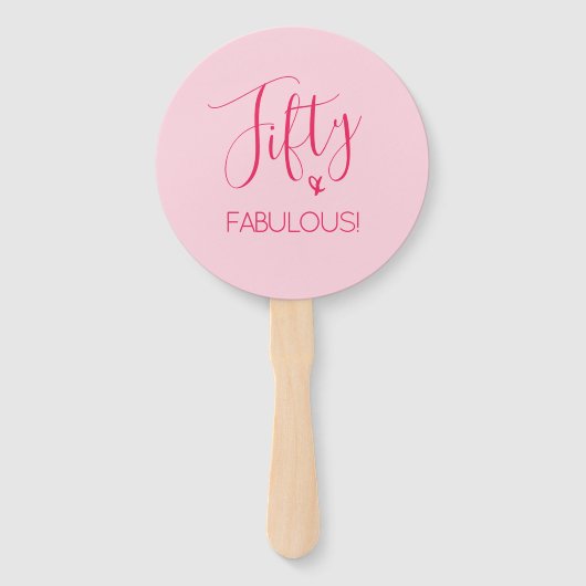Gewoon chique vijftig & FANTASTISCH! Roze 50ste ve Handwaaier (Voorkant)