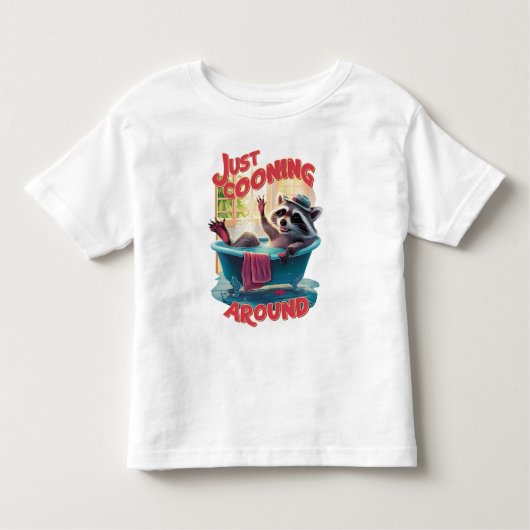 Gewoon Cooning Speelse Raccoon Splashing in Bath, Kinder Shirts (Voorkant)