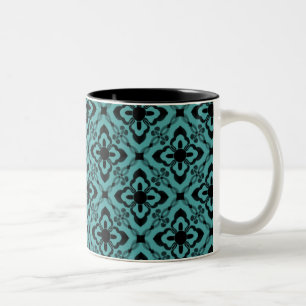 Gewoon Dazzling Damask Mok, Turquoise Tweekleurige Koffiemok
