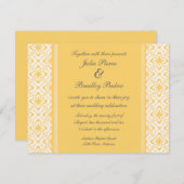 Gewoon Dazzling Damask Wedding Invite, Geel Kaart (Voorkant / Achterkant)