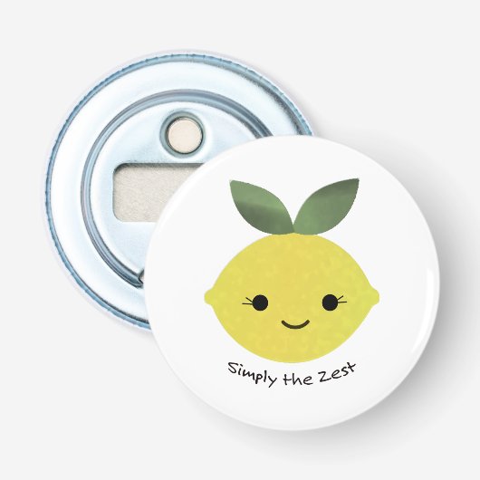 Gewoon de Zest Cute Kawaii Lemon Button Flesopener (Voorkant)