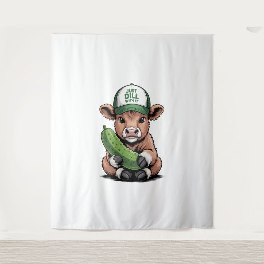 Gewoon Dill with It Koe, Grappige augurk Wandkleed (Voorkant)