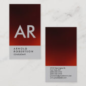 Gewoon donkerrood grijs monogram Visitekaartje (Voorkant / Achterkant)