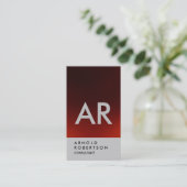 Gewoon donkerrood grijs monogram Visitekaartje (Staand voorkant)