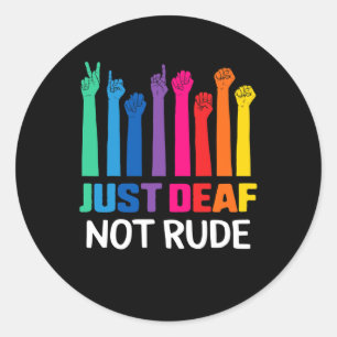 Gewoon doof geen dove doofheid Geel lint Ronde Sticker
