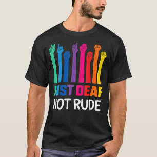 Gewoon doof geen dove doofheid Geel lint T-shirt