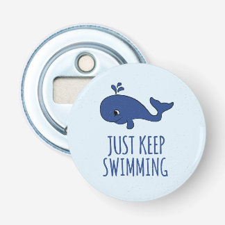 Gewoon door te zwemmen walvis button flesopener