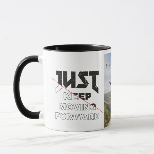 Gewoon doorgaan Black & White Typo Foto Mok (Links)