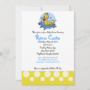 Gewoon Ducky Yellow Duck 5x7 Baby shower Uitnodigi Kaart