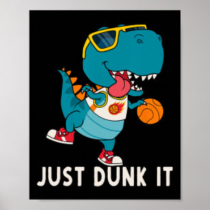 Gewoon Dunk It Fun Dinosaur Basketball League Slam Poster