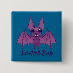 Gewoon Een Beetje Batjes Cute Fladderende Vleermui Vierkante Button 5,1 Cm