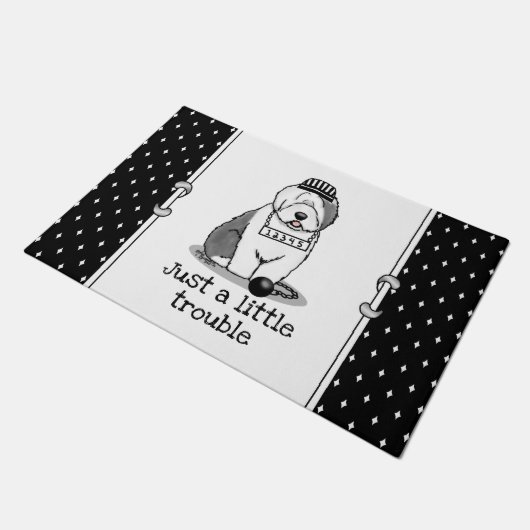 Gewoon een beetje onoplosbaar oud Engels Sheepdog Deurmat (Schuin)