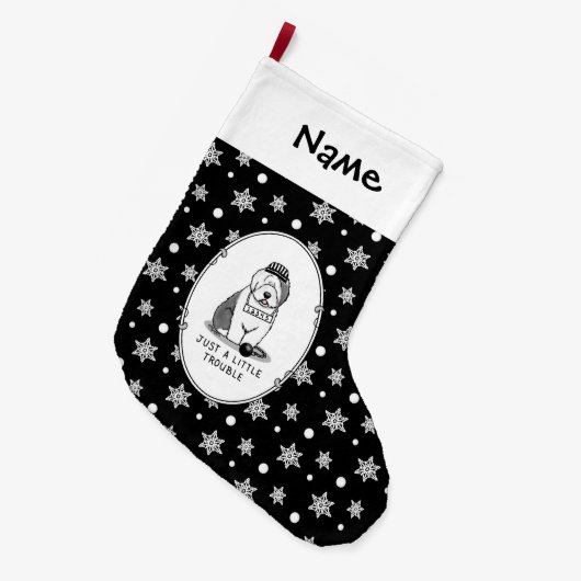 Gewoon een beetje onoplosbaar oud Engels Sheepdog  Grote Kerstsok (Voorkant (Hangend))