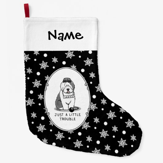 Gewoon een beetje onoplosbaar oud Engels Sheepdog  Grote Kerstsok (Voorkant)