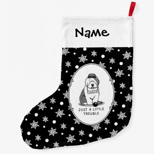 Gewoon een beetje onoplosbaar oud Engels Sheepdog  Grote Kerstsok (Achterkant)