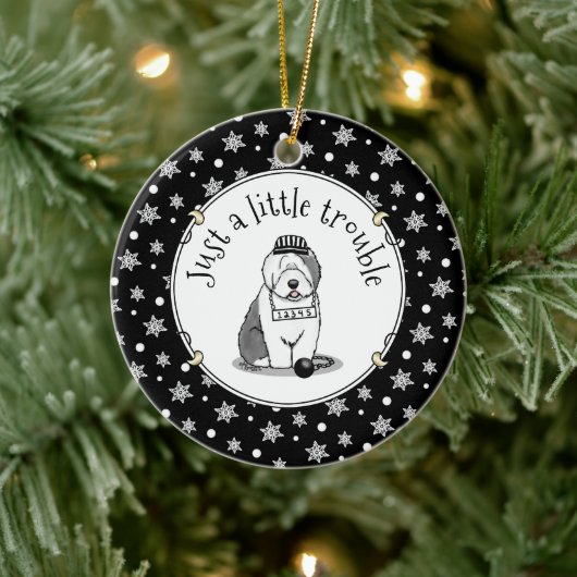 Gewoon een beetje onoplosbaar oud Engels Sheepdog  Keramisch Ornament (Boom)