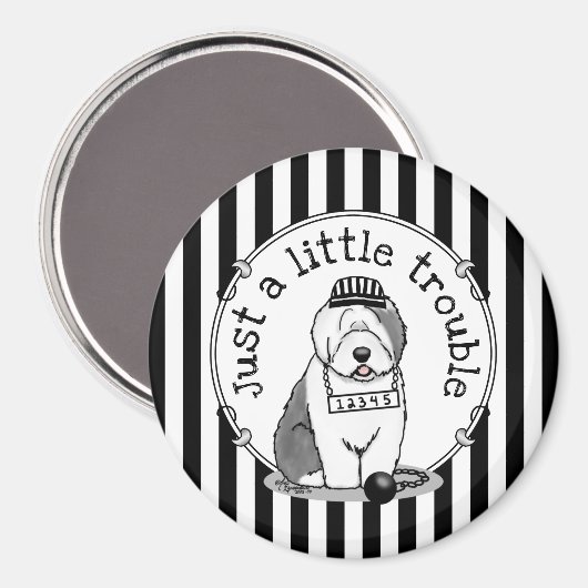 Gewoon een beetje onoplosbaar oud Engels Sheepdog  Magneet (Voorkant / Achterkant)