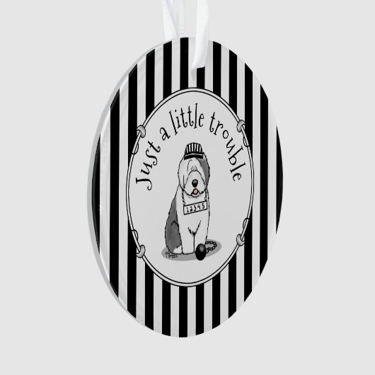 Gewoon een beetje onoplosbaar oud Engels Sheepdog Ornament (voorkant)