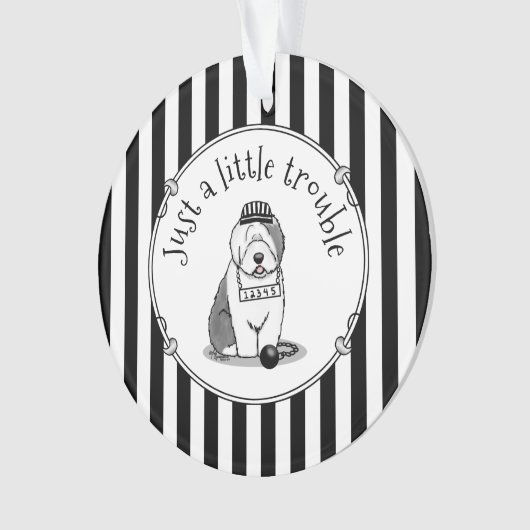 Gewoon een beetje onoplosbaar oud Engels Sheepdog Ornament (voorkant)