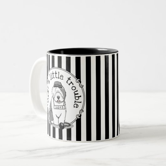 Gewoon een beetje onoplosbaar oud Engels Sheepdog Tweekleurige Koffiemok (Voorkant links)