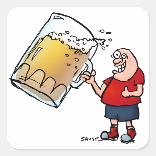 Gewoon één BIG Beer-man Vierkante Sticker (Voorkant)