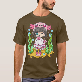 Gewoon een Chibi-meisje die van axolotl en stro ho T-shirt