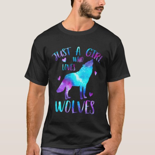 Gewoon een die houdt van wolven Galaxy Space Wolf T-shirt (Voorkant)