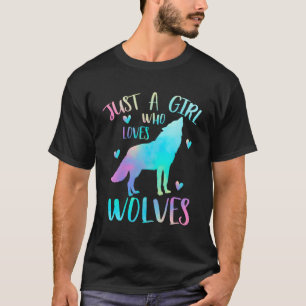 Gewoon een die houdt van wolven Waterverf Wolf T-shirt